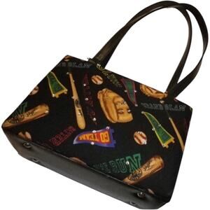 Vintage Baseball Sports Print Handbag, Size 9"x11"x 2